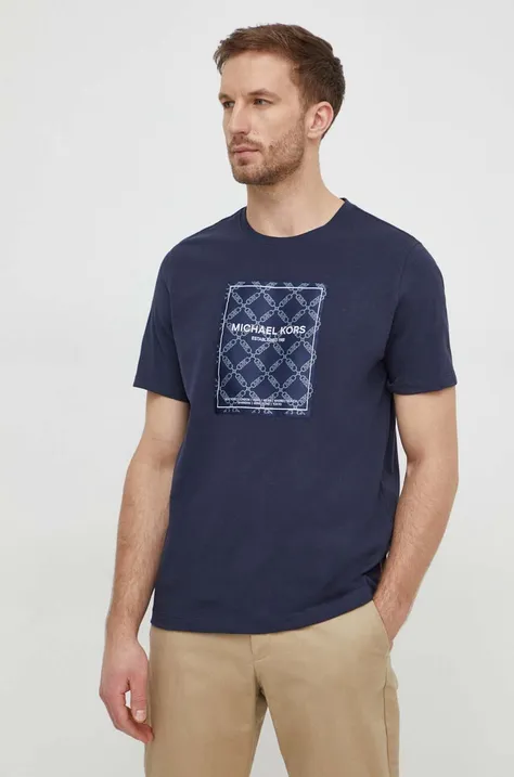 Michael Kors t-shirt in cotone uomo colore blu navy con applicazione