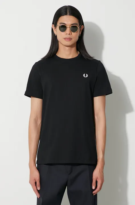 Fred Perry t-shirt bawełniany męski kolor czarny z aplikacją M1600.102