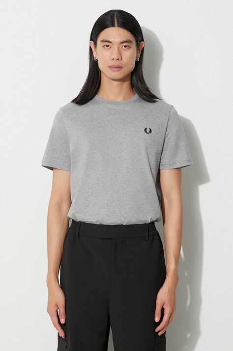 Бавовняна футболка Fred Perry чоловіча колір сірий меланж M1600.420