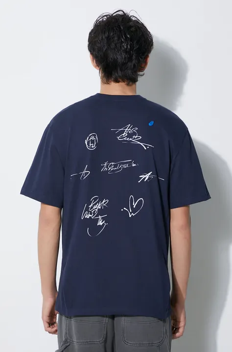 Ader Error t-shirt Twinkle Heart Logo uomo colore blu navy BMADFWTS0102