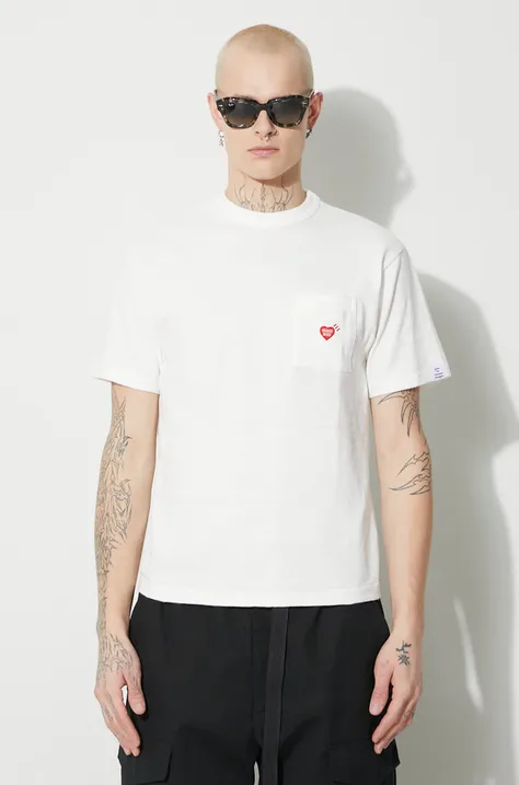 Памучна тениска Human Made Pocket в бяло с изчистен дизайн HM26CS003