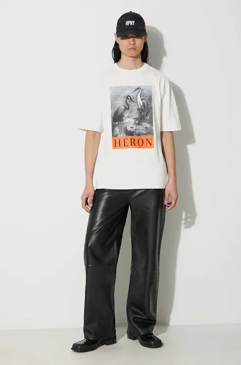 Heron Preston t-shirt in cotone SS Tee uomo colore beige HMAA032C99JER0030110