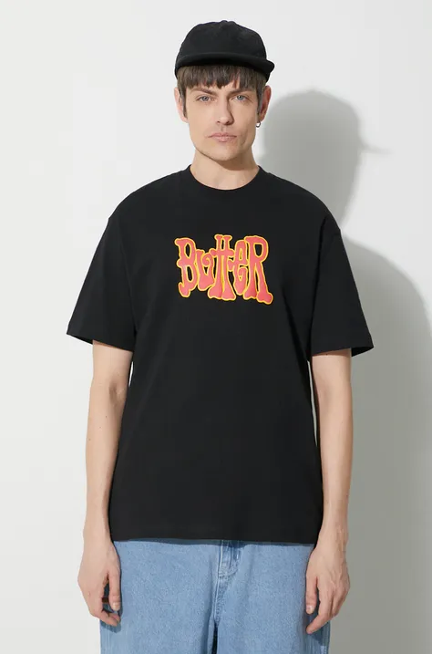 Бавовняна футболка Butter Goods Tour Tee чоловіча колір чорний з принтом BGQ423D10604