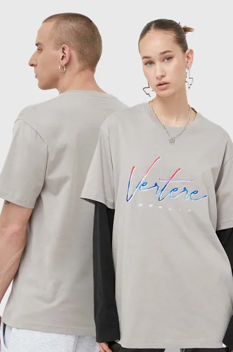 Bavlnené tričko Vertere Berlin béžová farba, s nášivkou