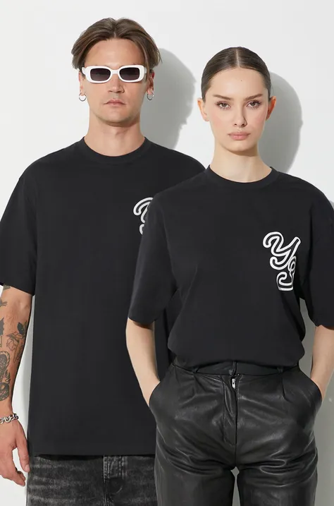 Bavlnené tričko Y-3 čierna farba, s potlačou