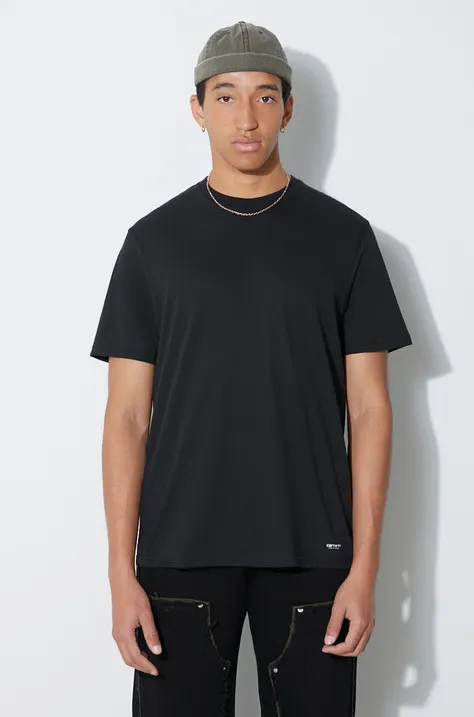 Бавовняна футболка Carhartt WIP 2-pack колір чорний однотонний