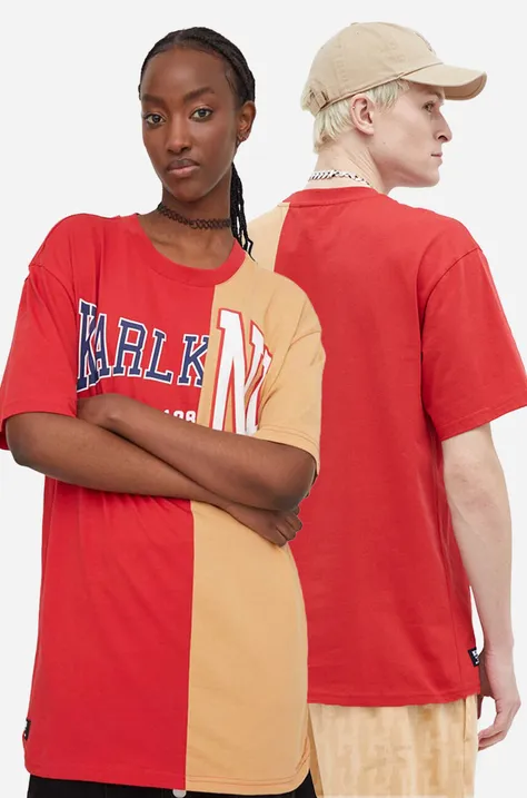 Karl Kani t-shirt bawełniany kolor czerwony wzorzysty