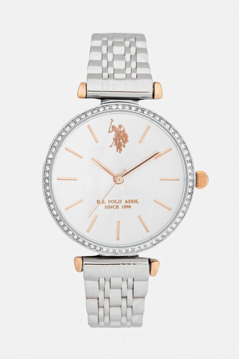 Ρολόι U.S. Polo Assn. ELEONOR χρώμα: ασημί, USP8165ST