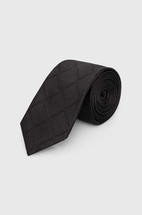 Svilena kravata Calvin Klein črna barva, K10K113145
