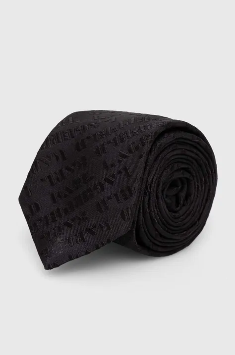 Svilena kravata Karl Lagerfeld črna barva, 543180.805100