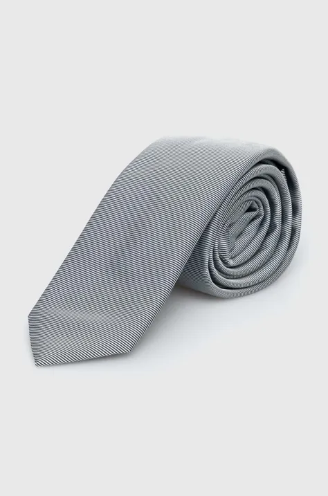 Hodvábna kravata HUGO šedá farba, 50520644