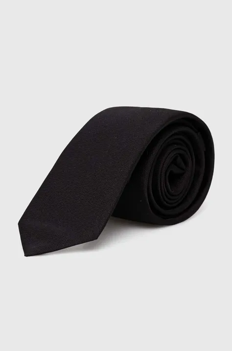 HUGO krawat jedwabny kolor czarny 50522110