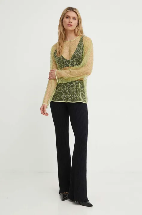 Samsoe Samsoe bluza SAMALLY femei, culoarea verde, cu imprimeu, F24200140