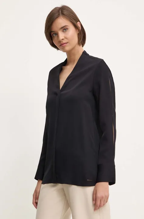 Blúzka Calvin Klein dámska, čierna farba, jednofarebná, K20K207141