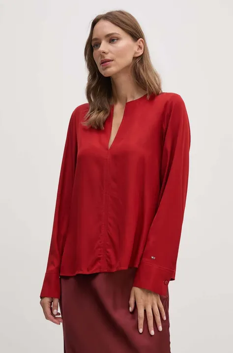 Блузка Tommy Hilfiger жіноча колір бордовий однотонна WW0WW43364
