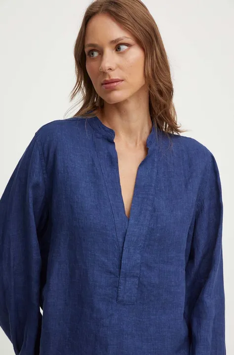 Ленена блуза Polo Ralph Lauren в тъмносиньо с изчистен дизайн 211935132