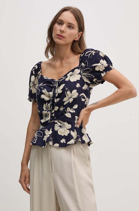 Polo Ralph Lauren bluza din bumbac femei, culoarea albastru marin, modelator, 211935137