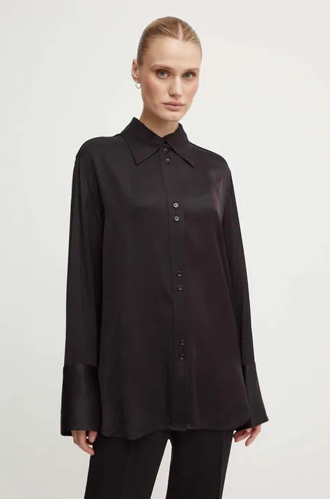 Košile Day Birger et Mikkelsen Felix - Fluid Viscose RD dámská, černá barva, relaxed, s klasickým límcem, DAY65243240