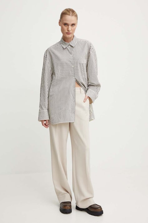 Košile Day Birger et Mikkelsen Tan - Daily Classic Stripe RD dámská, relaxed, s klasickým límcem, DAY65243312