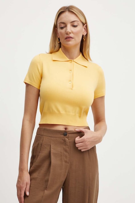 MAX&Co. tricou polo culoarea galben, 2426366051200