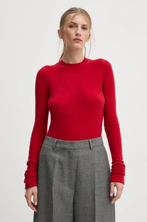 Herskind pulover de lana Tony femei, culoarea rosu, light, 5374133