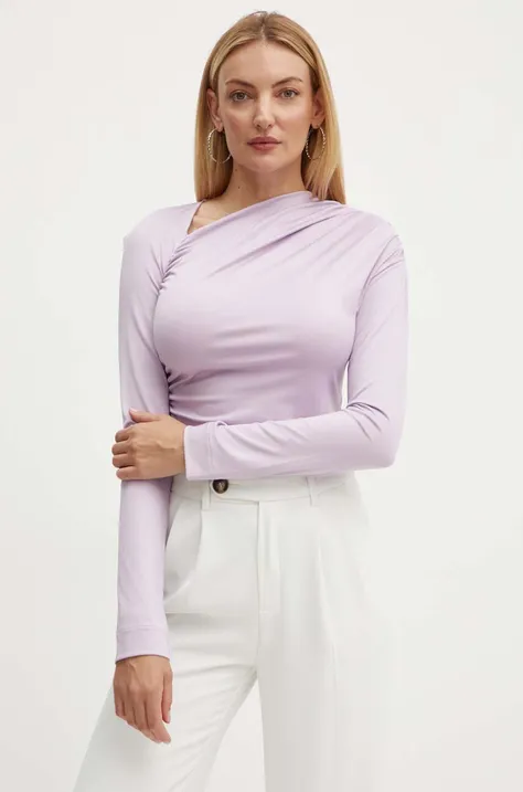 Victoria Beckham bluza femei, culoarea violet, neted, 1324JTP005690A
