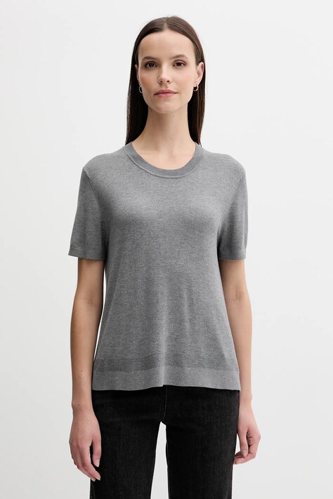 United Colors of Benetton tricou cu mânecă lungă culoarea gri, 1ZRED10BK