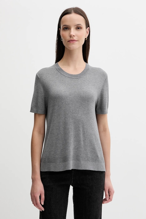 Тениска с коприна United Colors of Benetton в сиво 1ZRED10BK
