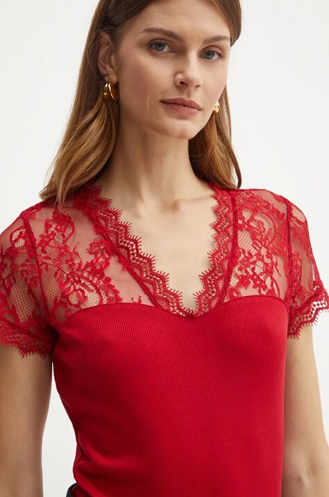 Блузка Morgan DLAMI женская цвет бордовый принт цветы DLAMI