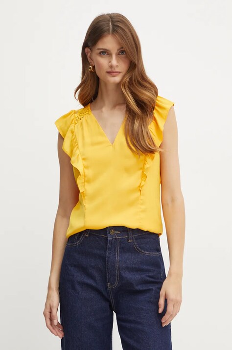 Morgan bluza ORENZO femei, culoarea galben, cu imprimeu, ORENZO