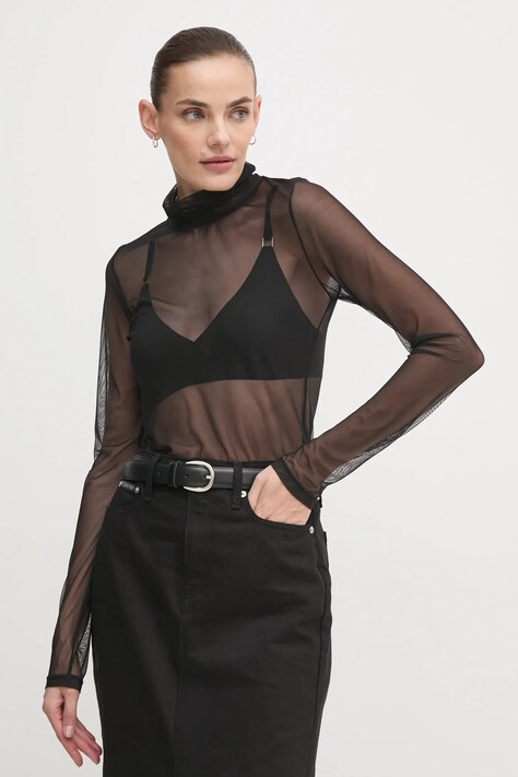 Artigli bluza femei, culoarea negru, neted, ACTS000431