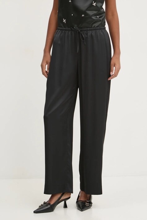 Kalhoty Abercrombie & Fitch dámské, černá barva, jednoduché, high waist, KI156-4594