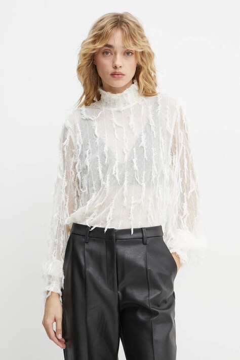 MUNTHE bluza SKALLO femei, culoarea bej, cu imprimeu, 244102824440