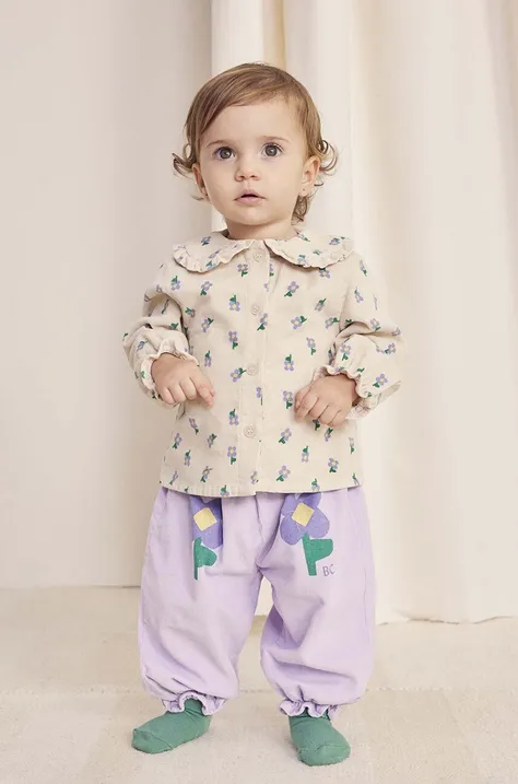 Бавовняна блузка для немовлят Bobo Choses Pansy Flower колір бежевий візерунок 224AB026