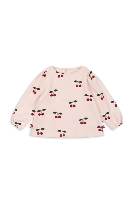 Konges Sløjd bluza de bumbac pentru copii DREY SLIT TEE GOTS culoarea bej, modelator, KS101490