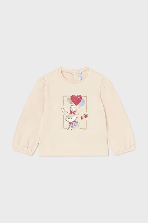 Mayoral bluza din bumbac pentru bebelusi culoarea bej, cu imprimeu, 2053