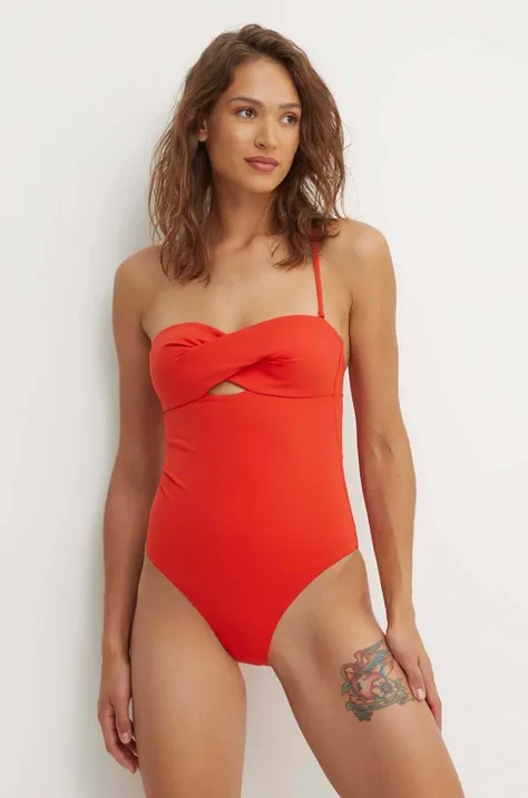 Calvin Klein jednoczęściowy strój kąpielowy kolor czerwony lekko usztywniona miseczka KW0KW02582