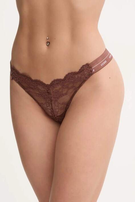 Guess tanga JANE culoarea maro, transparent, O4YE01 PZ01C