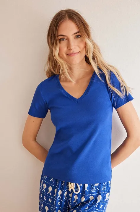 women'secret t-shirt piżamowy bawełniany MIX AND MATCH SEASIDES kolor niebieski bawełniana 3277316