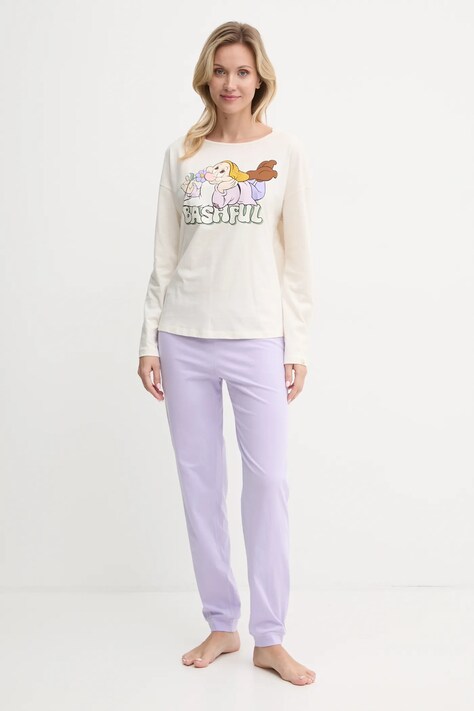 United Colors of Benetton piżama bawełniana x DISNEY damska kolor beżowy bawełniana 3VD03P03E