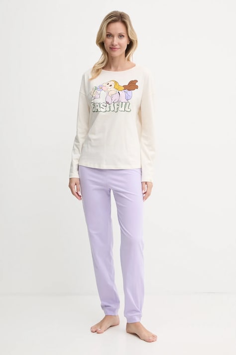 Bavlnené pyžamo United Colors of Benetton x DISNEY béžová farba, bavlnené, 3VD03P03E