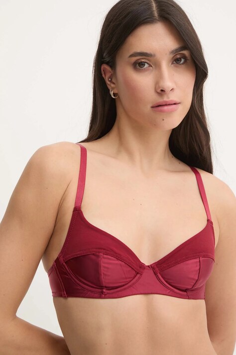 United Colors of Benetton sutien culoarea bordo, neted, 3A1Q1R01R