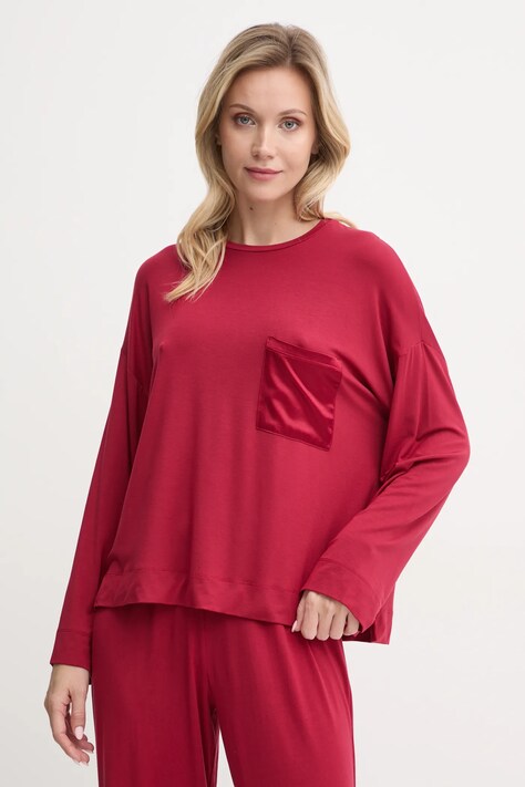United Colors of Benetton longsleeve de pijama culoarea bordo, 3ZEW3M06P