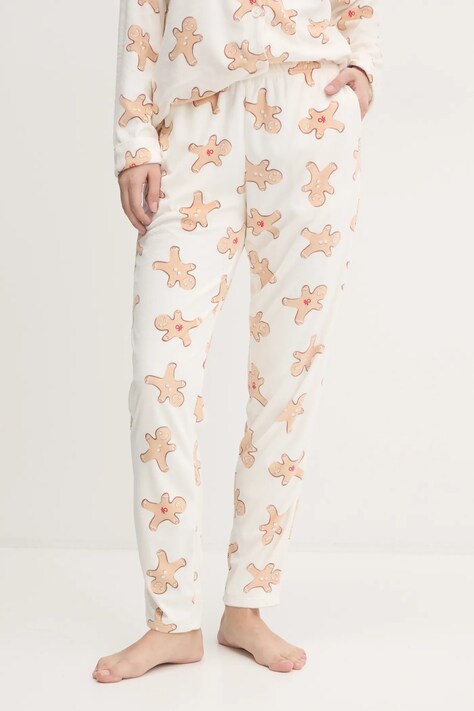 United Colors of Benetton pantaloni de pijama femei, culoarea bej, 34WW3F03U