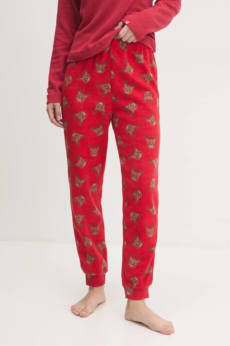 United Colors of Benetton pantaloni de pijama femei, culoarea rosu, 3XGC3F03W