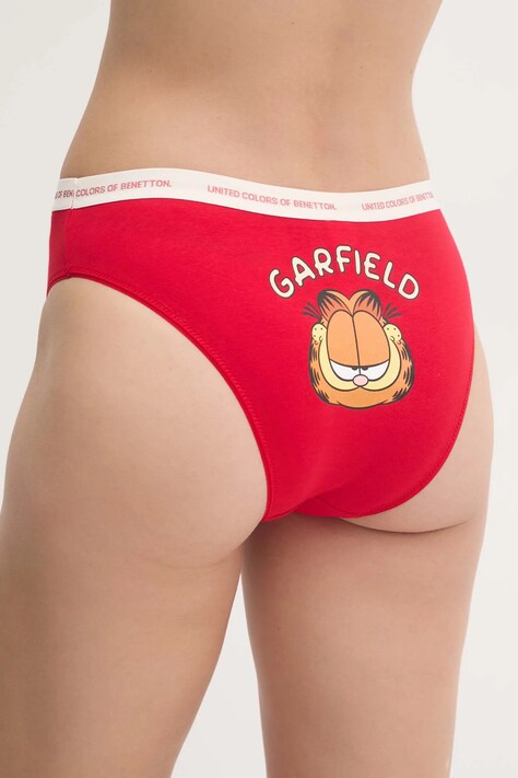 Nohavičky United Colors of Benetton x GARFIELD červená farba, 32IM1S01W