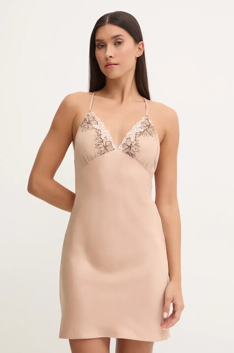 Noční košile Chantelle dámská, růžová barva, saténový, C22FW5