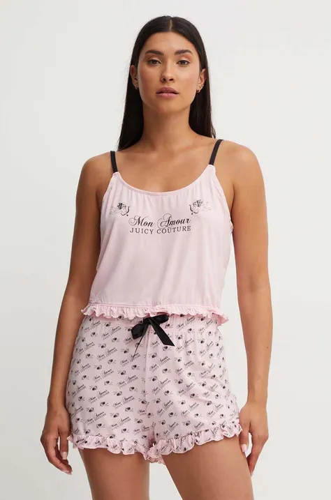 Pyžamové šortky Juicy Couture CHERUB FELIX SHORTS dámské, růžová barva, JCLPB224509