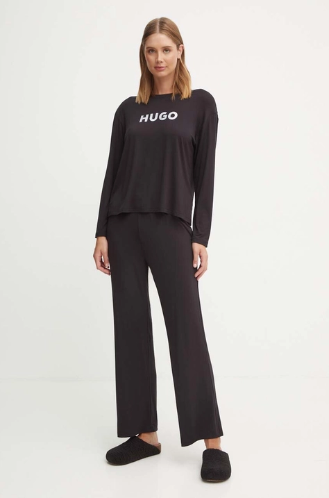 HUGO pijama femei, culoarea negru, 50522912