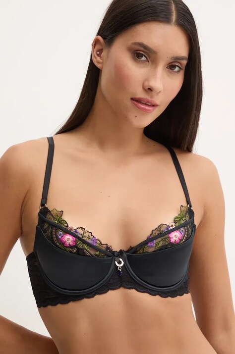 Guess sutien RACHEL culoarea negru, dantela, modelator, O4BC08.KCG30